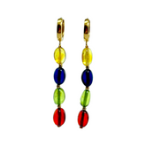 Multi-Color Amber Small Nugget Dangle Earrings 14k Gold Plated